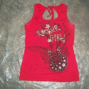 womens Rocker Girl guitar tank top.glitter bling.size Jr. Medium